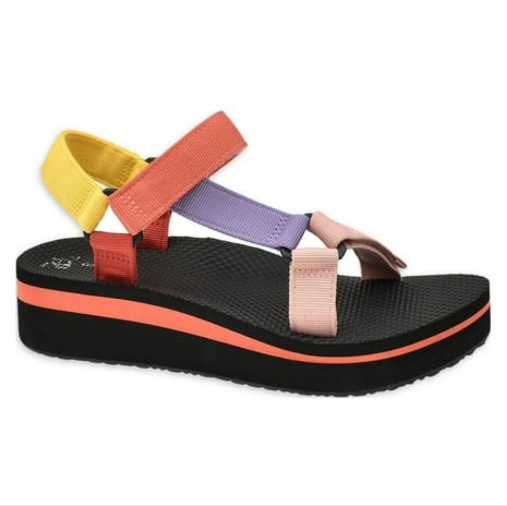 Time and Tru Multi-Color Platform Sport Sandal NWOT